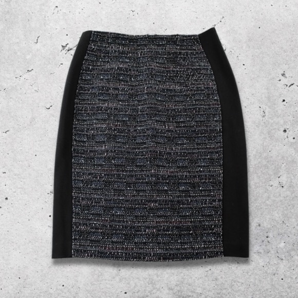 White House Black Market Tweed Pencil Skirt Metallic Black/Blue/Mauve Women’s 14 - Picture 1 of 12
